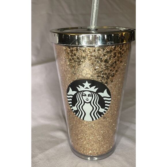 Starbucks Other - Starbucks Rose Gold Bling Glitter Cold Cup 16oz Acrylic Tumbler Grande